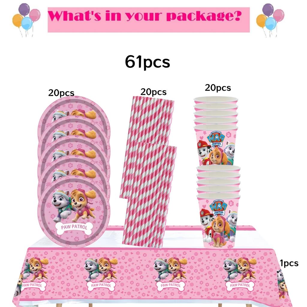 Розовая Вечеринка в честь Дня Рождения Щенячий Патруль Декор Скай Одноразовая Посуда Скатерть Тарелки Фольгированные Шары Праздник для Малыша Девичник Товары для Вечеринки