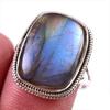 Natural Labradorite Gemstone 925 Solid Sterling Silver Jewelry Ring Size 8 d7S19