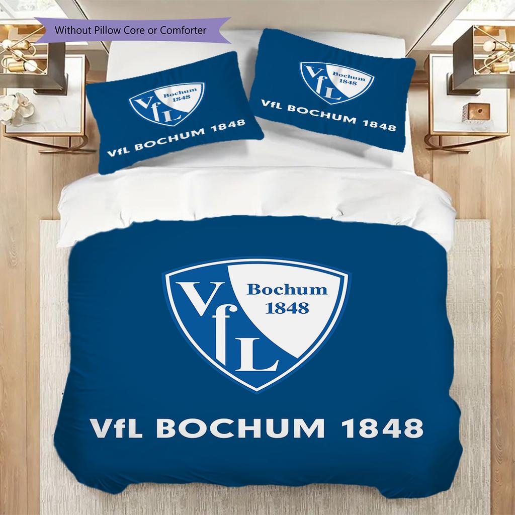 VfL Bochum 1848 Узор Комплект постельного белья Одеяло Покрывало Наволочка Домашний Декор Подарок на День Рождения (1 пододеяльник + 2 наволочки, без наполнителя)