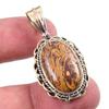 Natural Maryam Jasper 925 Solid Sterling Silver Gift TwoTone Pendant 1.50" S7a50
