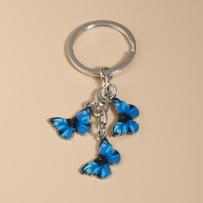 Cute Colorful Butterfly Enamel Flying Animals Key Chains For Women Girls Accessorie Handmade Jewelry Bag Charm