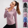 Women's Sports T-shirt Zipper Turtleneck Workout Fitness Coat Tight Female Running Sportswear Long Sleeve Gym Yoga Blouse