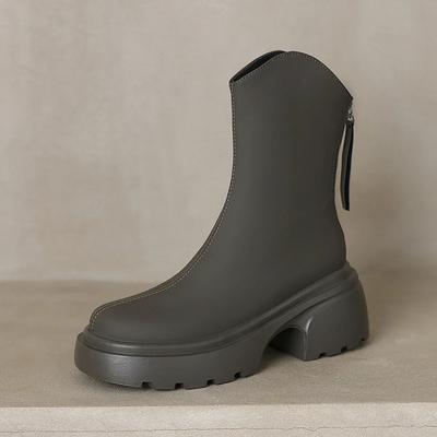 Мода 2024 года, женские утягивающие сапоги с толстой подошвой, осенний стиль, миниатюрные, увеличивающие рост, универсальные, бисквитные, трубчатые, для похудения S02