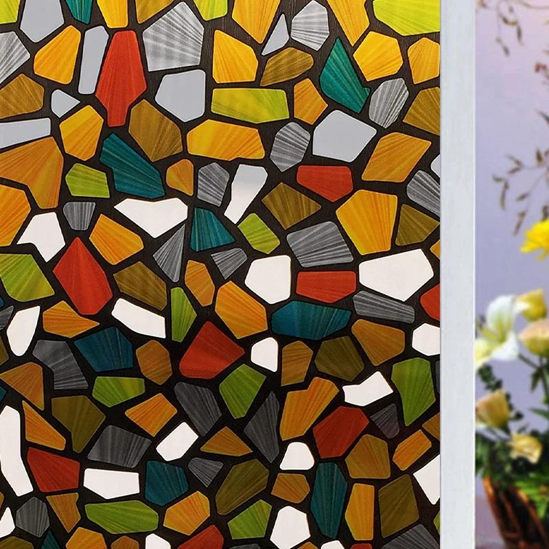 2/3 м Цветочная оконная пленка Виниловая непрозрачная стеклянная пленка Защита конфиденциальности Стеклянные 3D-наклейки Витражные стеклянные пленки Украшение дома