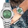 Часы градиентного цвета для мужчин, минеральное стекло, нержавеющая сталь, водонепроницаемые, автоматические механические часы, календарь, люминесцентные стрелки