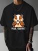 Unisexs Cute Chai Badger Graphic T Shirt Peace Chai First Cartoon Animal Print Short Sleeve Crew Neck Casual Cotton Male Daily Tee