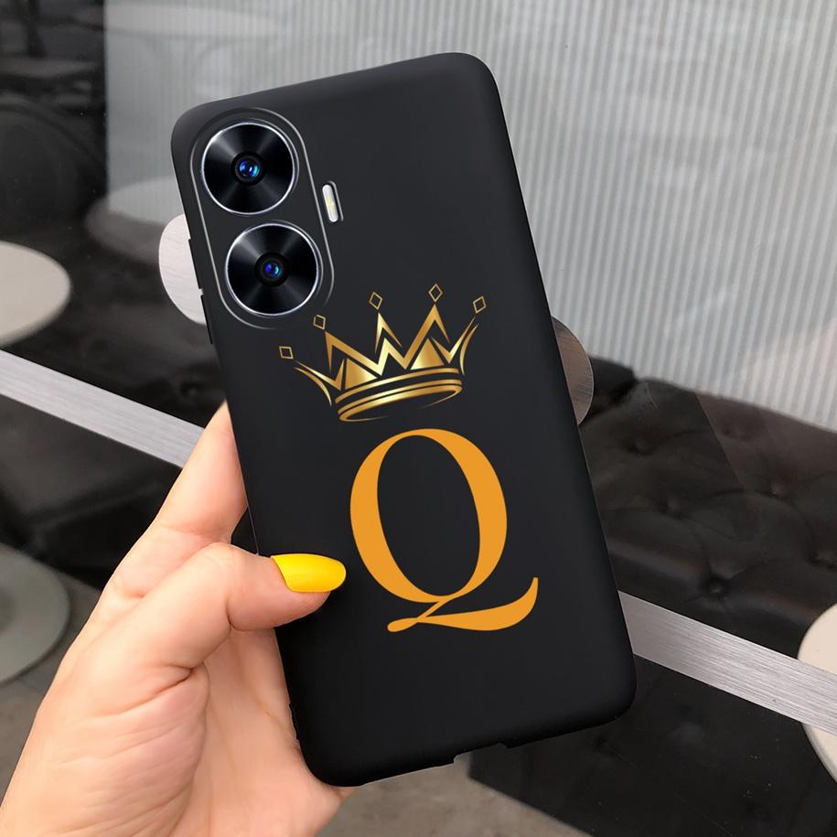 For OPPO Realme C55 4G Case Luxury Crown Letters Funda Soft Silicone Couple Phone Case For RealmeC55 C 55 2023 Back Cover Bumper
