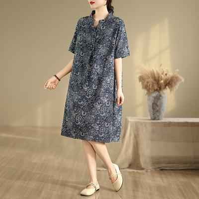 Реальное фото Лето Новинка Большой размер Прямая юбка Тонкое хлопково-льняное платье Женская одежда