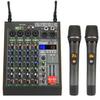 4 Channel Mixing Console with 2 UHF Wireless Microphone Bluetooth 16 DSP USB Computer Record PC Sound Audio Mixer AM-AKS2