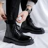 Модные мужские черные кожаные ботинки на платформе, удобные мягкие ботинки для спорта на открытом воздухе, для альпинизма, для мужчин, мотоциклистов, теплые ботинки