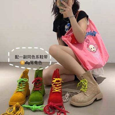 Женские ботинки Мартин из первого слоя коровьей кожи, универсальные, в европейском и американском стиле, летние, нового цвета, короткие ботинки, женские ботинки с двойным ремешком, локомоти