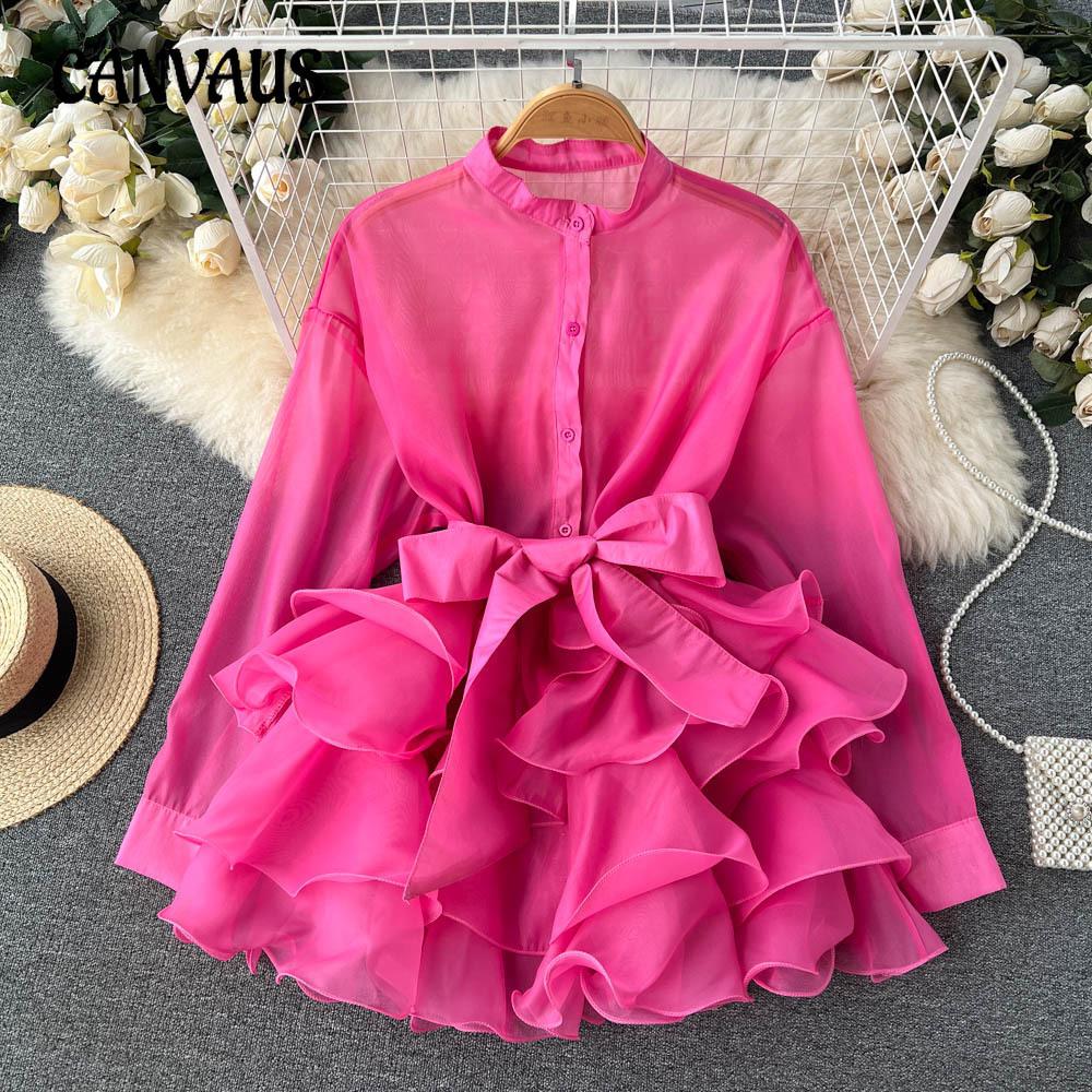 Chic Tops Women's Shirt Spring and Fall Ruffle Premium Bow Tie Blouse