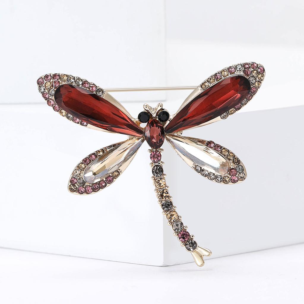 Versatile Alloy Glass Dragonfly Brooch Exquisite Versatile Ladies Suit Coat Corsage Ornament Pin