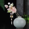 Chinese Style Flower Tassel Hairpin Vintage U Shaped Peach Blossom Pearl Hair Stick Elegant Exquisite Hanfu Hair Accessories