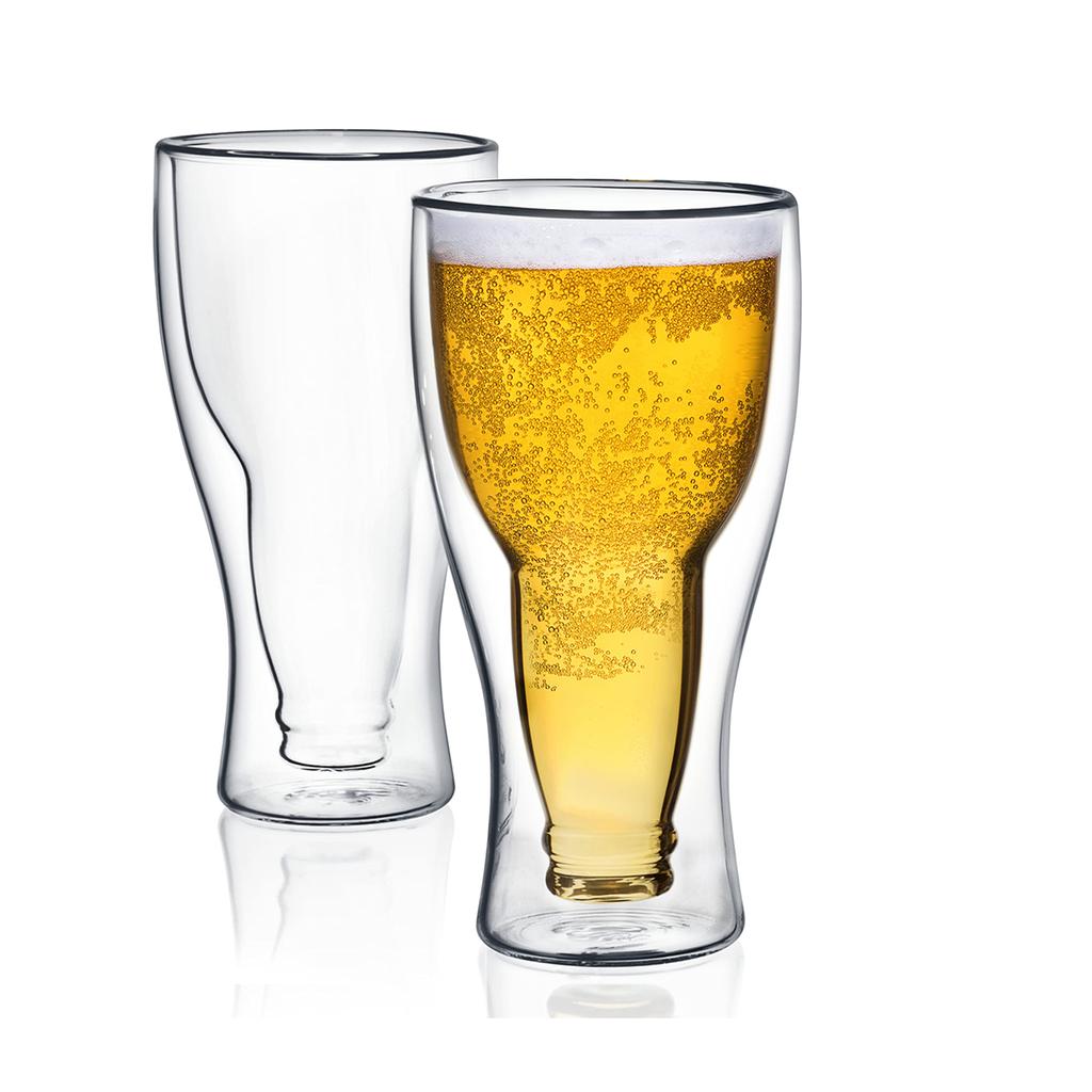 2/4 шт. перевернутый дизайн пивной бокал, 11,8 унций прозрачный двойной стенки изолированный кружка для паба, вмещает одну полную бутылку пива, пикник в помещении