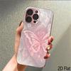 Розовая бабочка 2D Плоская Для iPhone17 18 16 15 14 13 12 11 Pro Max XS XR 8 7Plus Чехол для телефона Ударопрочный Защитная задняя крышка