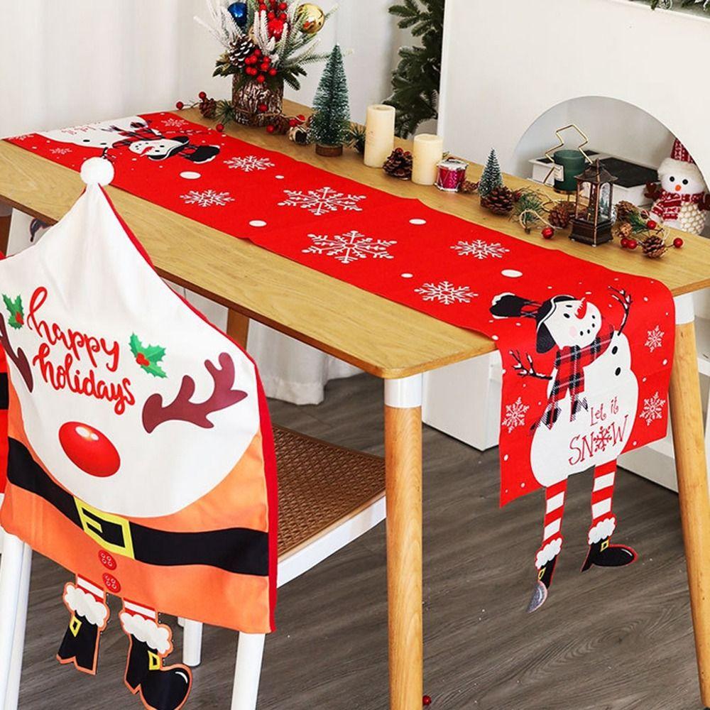 Мультяшная ткань Рождественская скатерть Рождественский орнамент Navidad Table Runner Многоразовый Рождественский флаг для стола Рождество