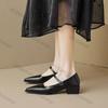 Fashion Woman Fashion Pointy Mary Jane Shoes 2025 Spring New Elegant Pumps Female Sexy Pointed Toe High Heels Thick Heel Party Shoes
