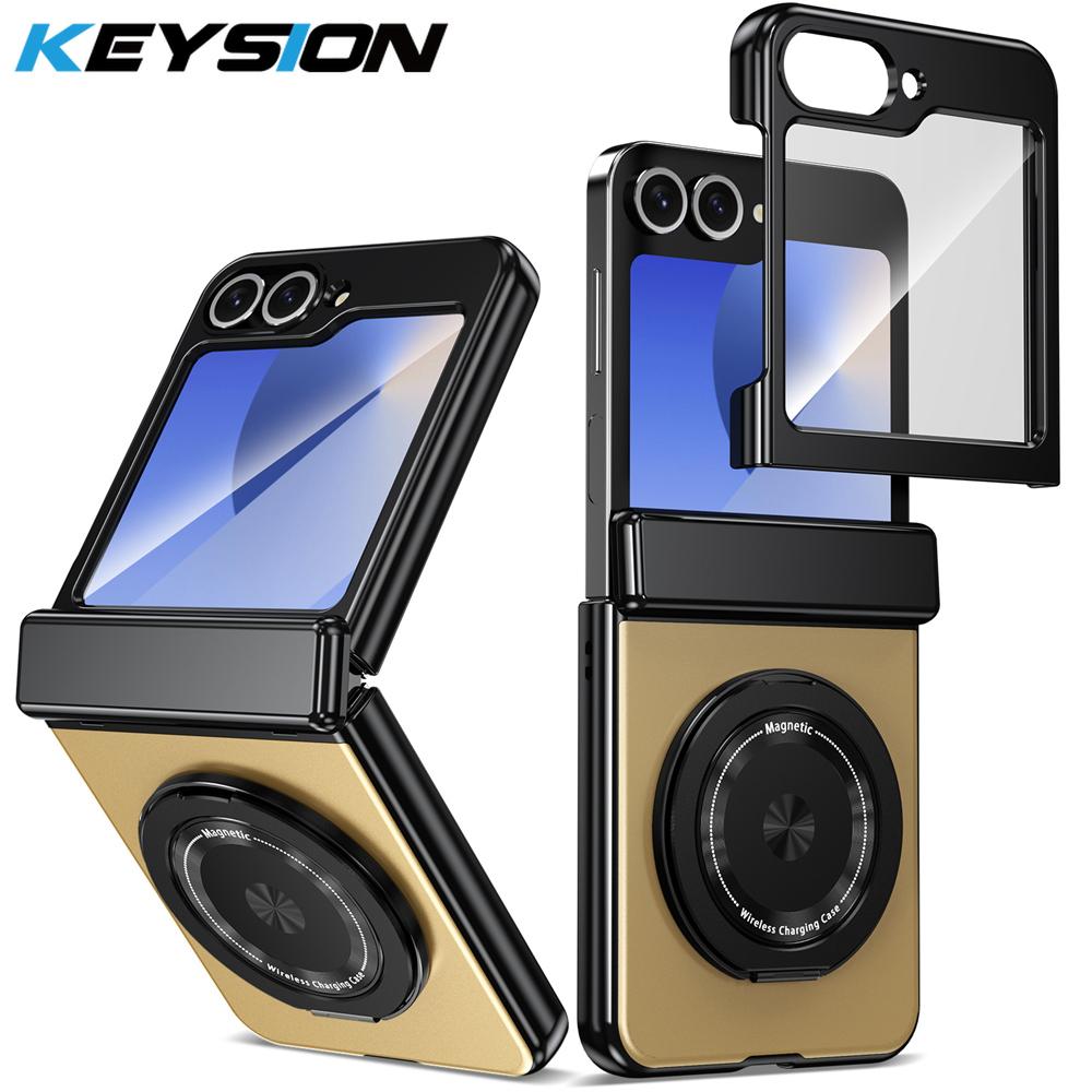 KEYSION Вращающийся на 360 ° магнитный чехол-кольцо MagSafe для Samsung Galaxy Z Flip 6 5 4 3 шарнирный чехол для телефона с защитой экрана