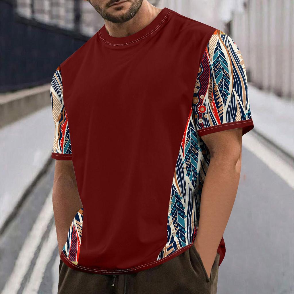 Летняя мужская популярная футболка с круглым вырезом и коротким рукавом с принтом