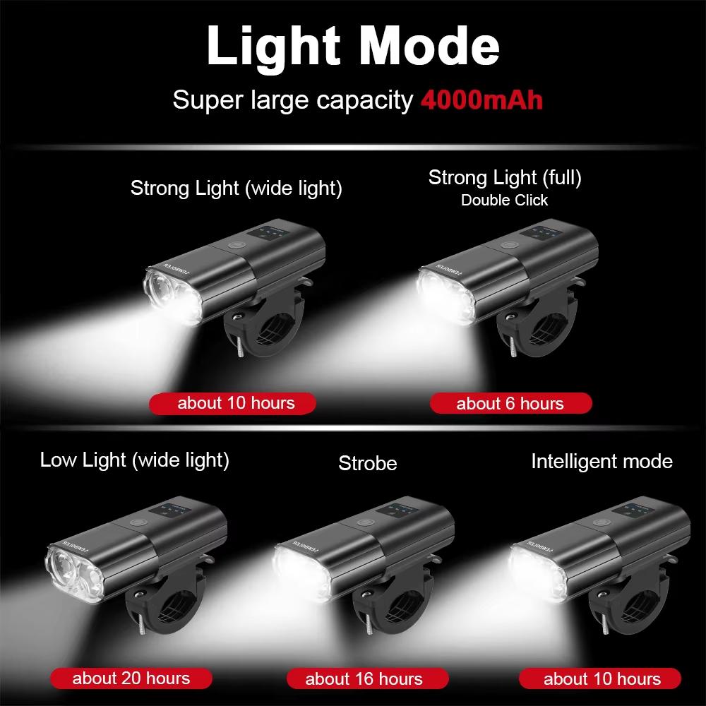 Bicycle Light 1000Lumen 4000mAh Bike Headlight Power Bank Flashlight Handlebar USB Charging MTB Road Cycling Highlight2