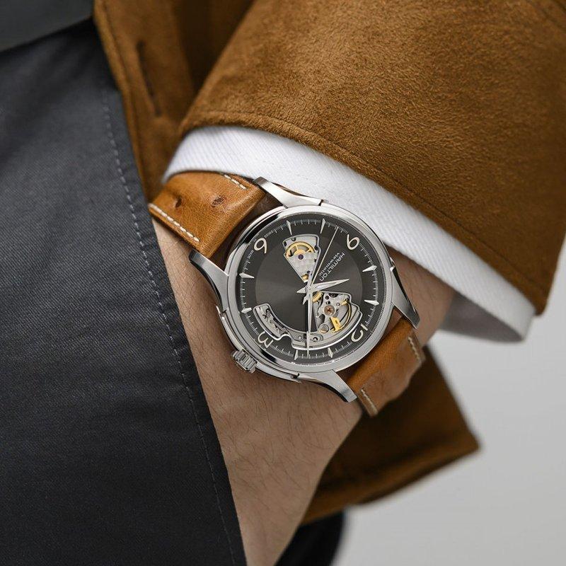 Hamilton Jazzmaster Automatic Mechanical Movement 50M Water Resistant Watch 40Mm Black Dial Stainless Steel Case Genuine Leather Strap H32565585