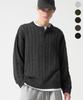 TRILLION Semi-Crop Henley Neck Cable Knit_5Color