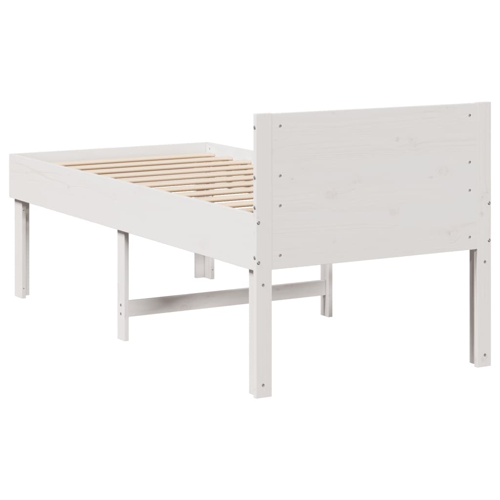 Vidaxl Rama Łóżka Bez Materaca, Biała, 75X190 Cm, Lite Drewno Sosnowe