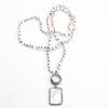 2025 European American Retro Style White Turquoise Rectangular Block No-Event Pendant Necklace Men's Women's Couple Copper Beads