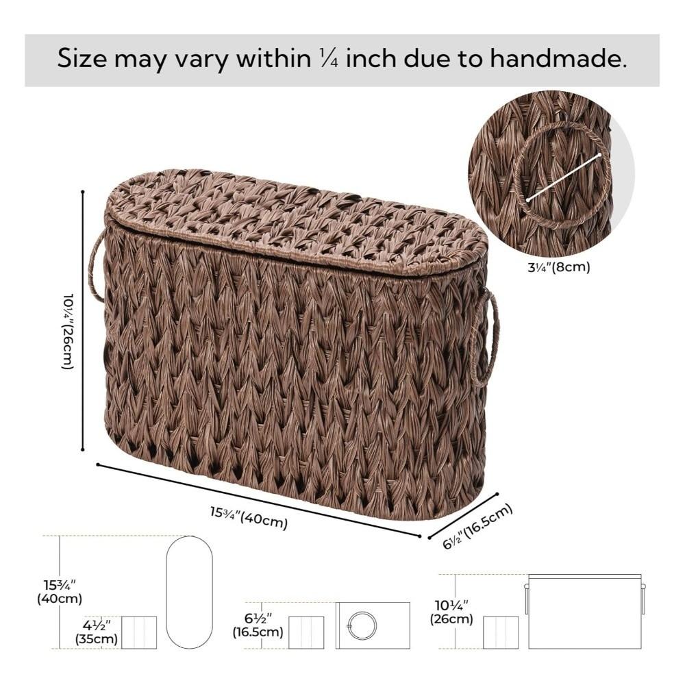Water Hyacinth Toilet Paper Storage Baskets Large Capacity Wicker Woven Wicker Baskets Household with Lids