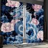 2pcs Japanese Dragon and Flower Curtains, Ancient Mythical Creatures Window Drapes