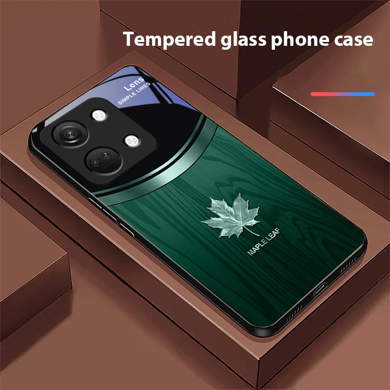 Кленовое дерево для OnePlus Nord 3 5 6T 7 Pro 8 12 10T Reno8 Lite 5G 10R Nord N30 Чехол для телефона с твердой оболочкой и закаленным стеклом Черный