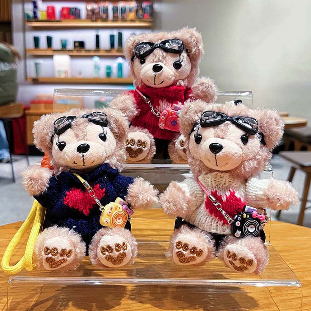 Bag Pendant Pilot Bear Keychain Stuffed Animal Plush Bear Dolls  Decoration