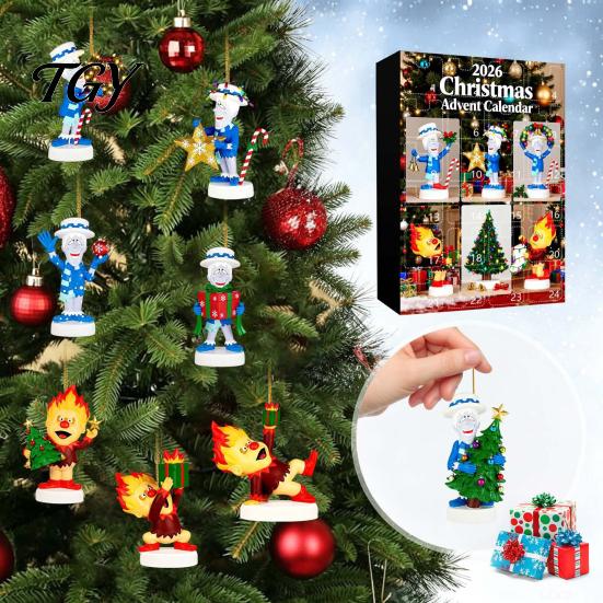 24 Day Countdown Box Christmas Advent Calendar 2026, 24-Day Surprise with Holiday Gift Boxes Acrylic Pendants, Anime Themed Collectible Gifts