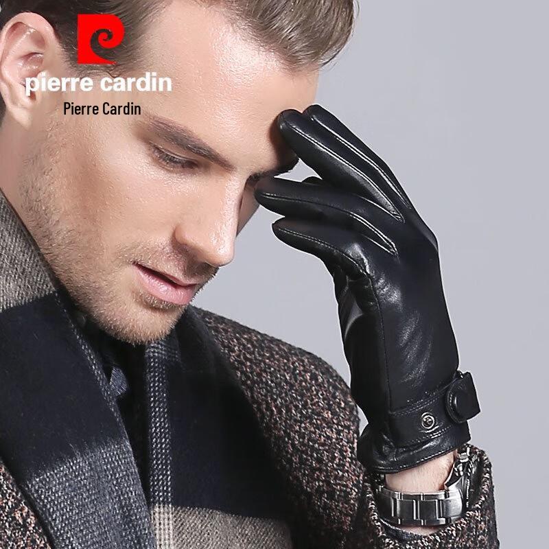 Мужские теплые кожаные перчатки для вождения Pierre Cardin
