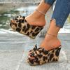 Leopard Pattern Women Sandals 10CM High Heel Open Toe Slip On Casual Shoes Sexy Slippers Summer Citywalk Party Sandals Sandalias