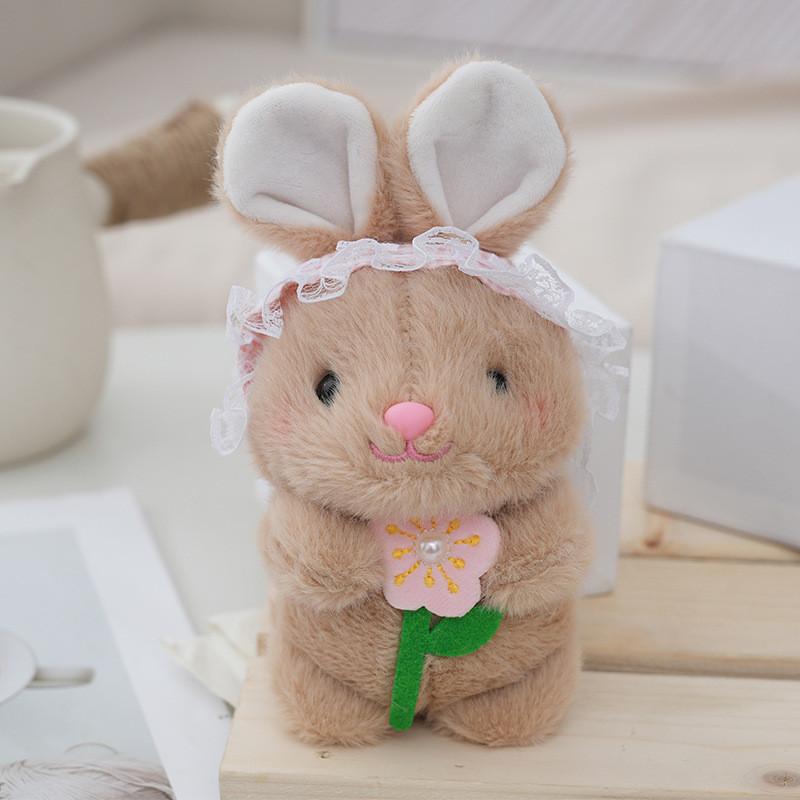 Fluffy Plush Rabbit Keychain Cute Teddy Bear Stuffed Toy Keyring