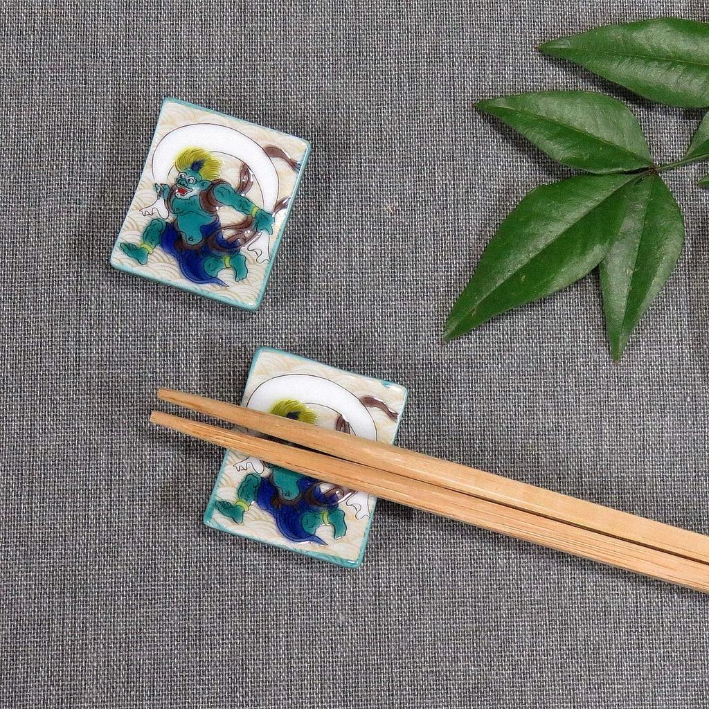 Stylish Kutani Ware Pair Chopstick Rest Fujin Ceramic Cutlery Made in Japan Set, Design, Rest,