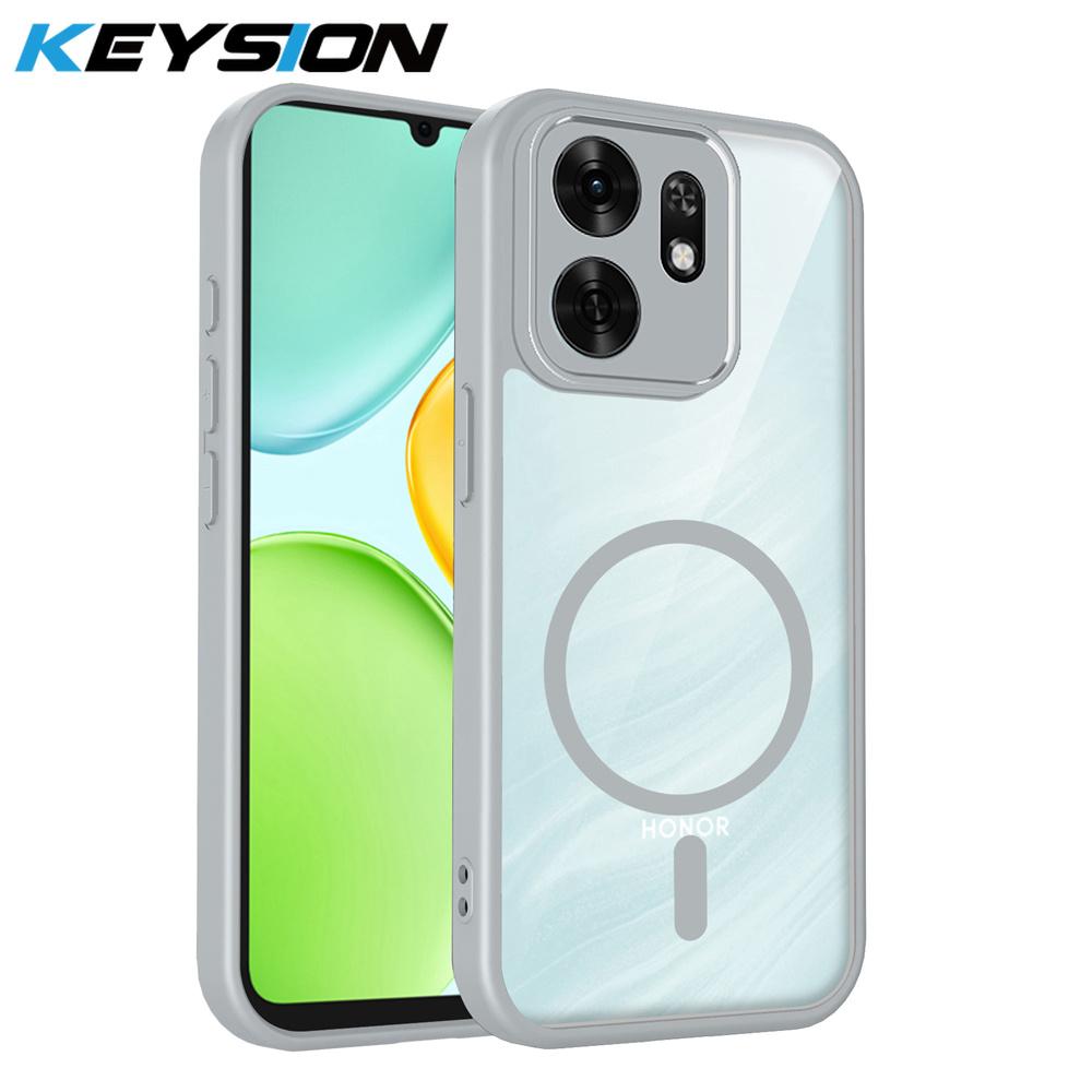 KEYSION Transparent Magnetic Phone Case for HONOR X6d 5G Soft Silicone+PC HD Clear Shockproof Cover for Huawei Honor 500 Smart 5G