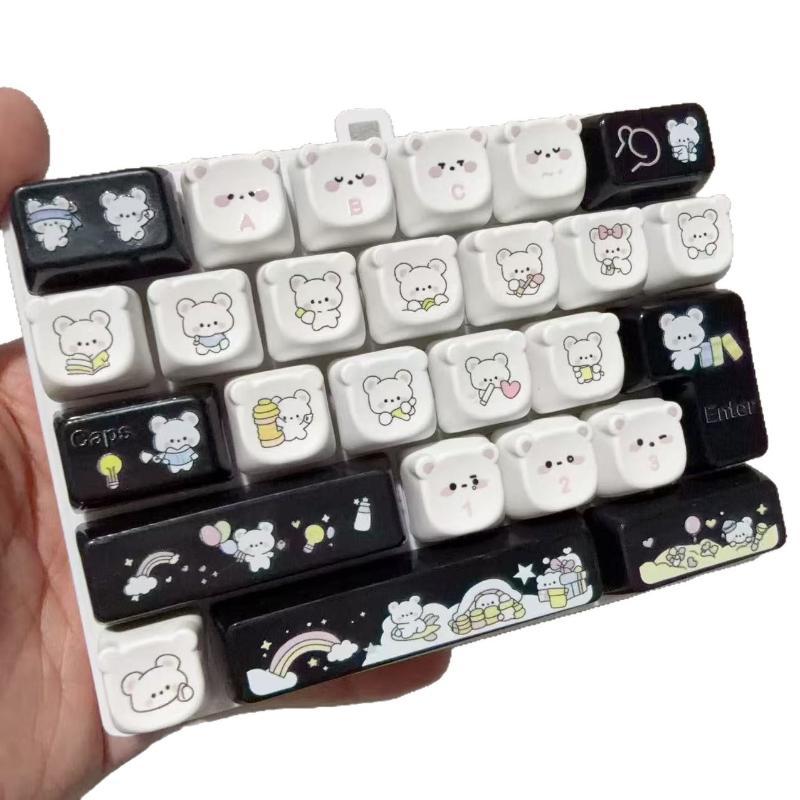 26 клавиш Fidget Keyboard Брелок Милый Мультяшный Медведь Нажимающая Игрушка для Снятия Стресса Подвеска на Сумку Подарки для Вечеринки