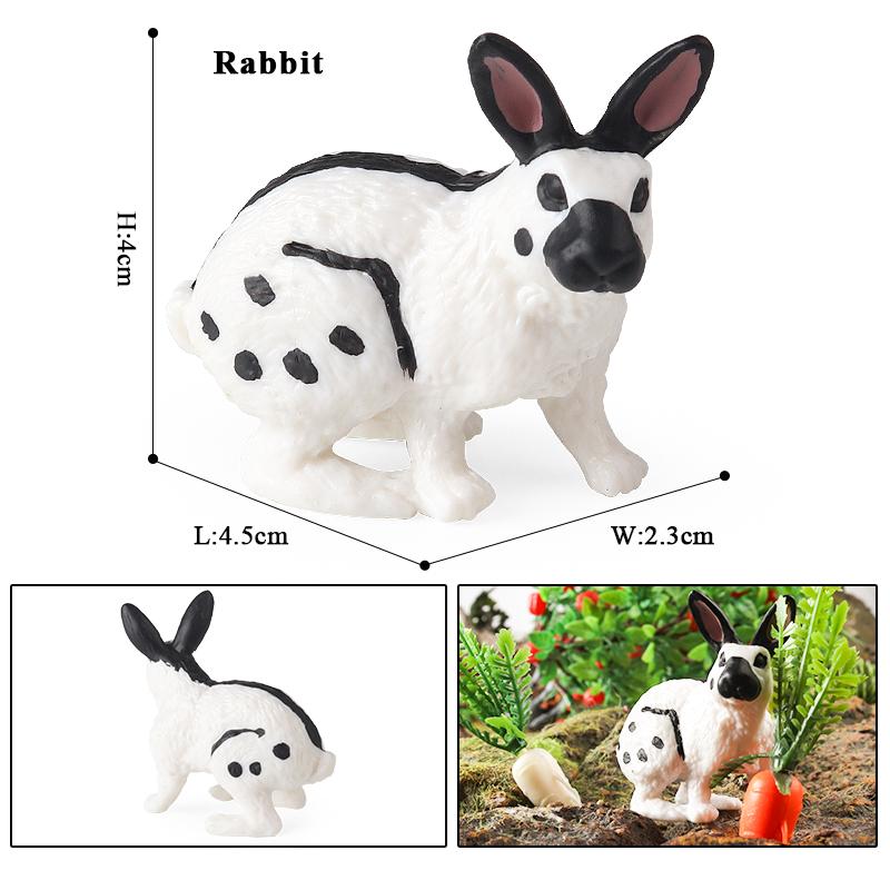 Oenux Lovely Farm Rabbit Bunny Model Action Figure Figurine Wild Desert Cottontail Hare Cute PVC Decoration Education Kid Toy