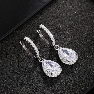 Серьги-капли из стерлингового серебра для женщин, серьги с кубическим цирконием класса ААА, помолвочные, свадебные, на всю жизнь, ювелирные изделия, подарки