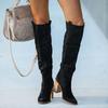 Fashion New Style Popular Women Fashionable Casual Vintage Retro Long Knee-high Cowboy Boots Square Heel Shoes Boots Woman Zapatos Mujer