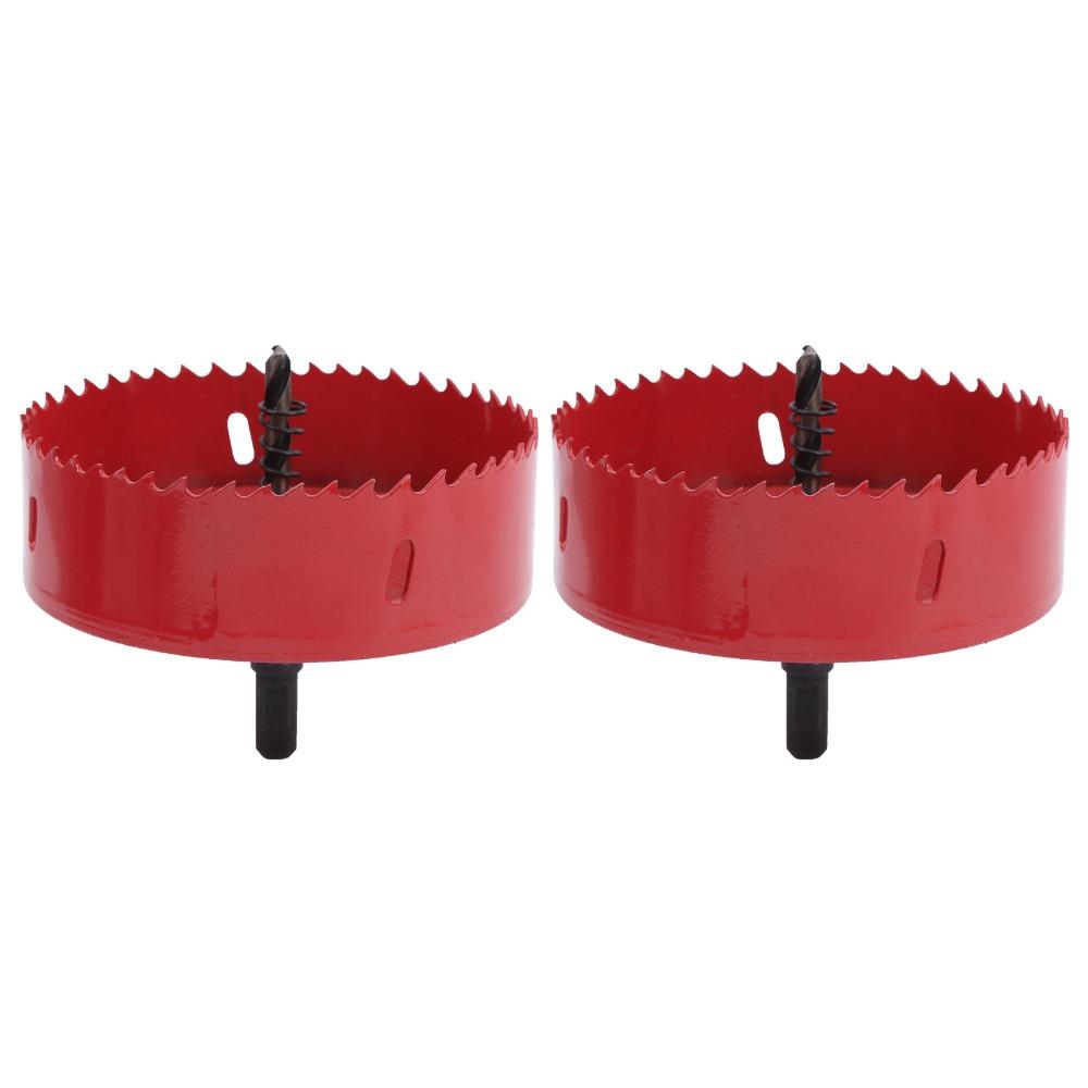 2pcs 115mm / 4.5in Bi-Metal Hole Saw 105mm / 4.1in HSS Hole Cutter Durable Hole Open Tool  For Wood