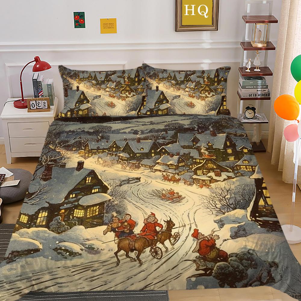 Christmas New Style Printed Full Size Bed Clothes Microfiber Highend Duvet Cover Children Bedroom Decor