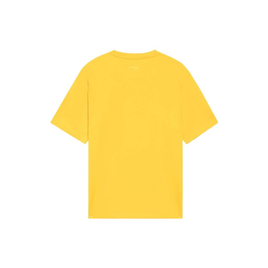 Футболка унисекс с коротким рукавом и круглым вырезом с принтом логотипа баскетбольной культуры Li Ning, цвет масляно-желтый AHSS597-3