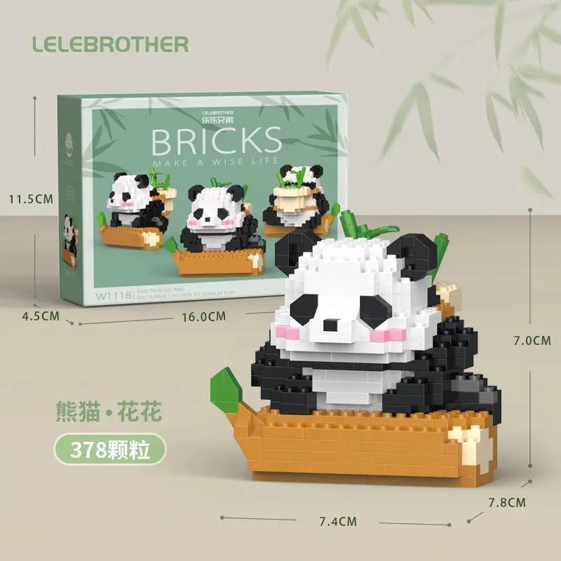 500PCS Creative Cute Mini Panda Building Blocks Micro Bricks Assemble Decoration Toy With Box Birthday Gift for Boys and Girls