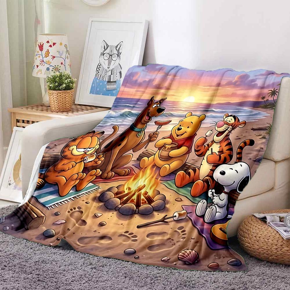 1Pc Christmas Winnie Pooh Blanket Soft And Comfortable Casual Warm Camping Travel Christmas Halloween Gift M917106
