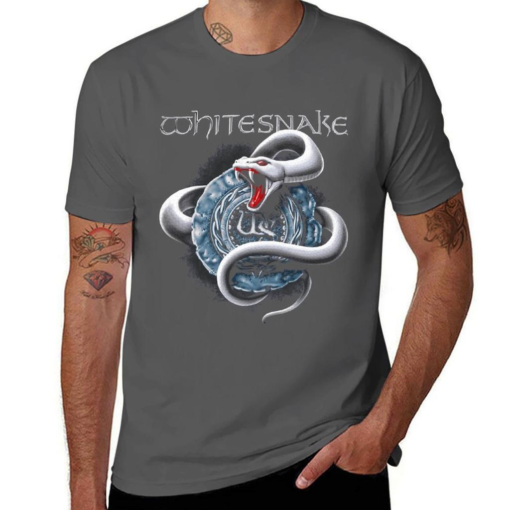 Cool White Snake 80s Gift Design Tshirt Active Sports Short Sleeve Cotton Shirt