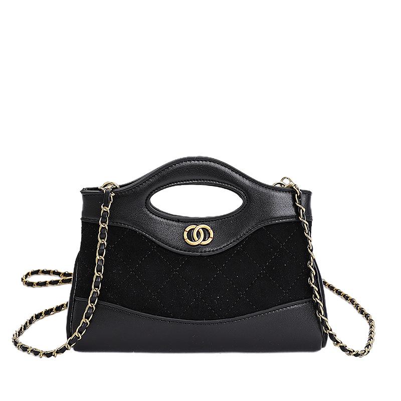 Bag Rhombus Portable Small Square Bag Women's 2025 Autumn and Winter New Trendy Contrast Shoulder Bag Chain Crossbody Bag